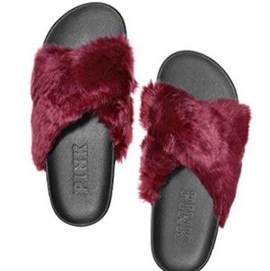 PINK Fur Slides